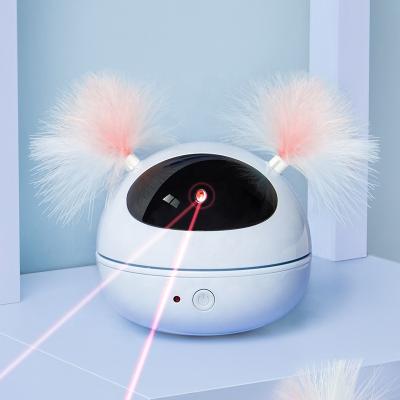 China Sustainable Automatic Dismountable Electronic Interactive Cat Laser Toy With Feather Stick for sale