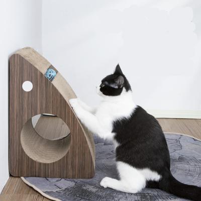 China Interactive Triangle Stocked Corrugated Cardboard Paper Pet Toy Cat Scratcher for sale