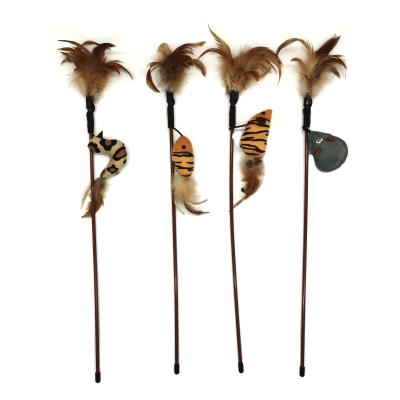 China Amazon Viable Hot Selling Interactive Cat Playing Stick Feather Puzzle Magic Wand Pet Toys for sale