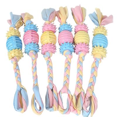 China Hot Wholesale Sustainable Cotton Rope Rubber Chew Toy Puppy Puppy Chew Dog Squeaky Toy for sale