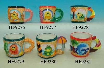 China Afternoon Tea Ceramic Travel Mug , Cartoon Character Coffee Mugs Funny Sea Food And Animal Designs for sale