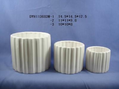 China White Cylinder Shaped Indoor Ceramic Plant Pots With Marble Or Ice Effect for sale