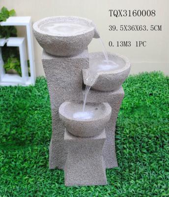 China Grey Garden Polyresin Water Fountain With Stone Effect 39 X 36.5 X 63.5 Cm for sale