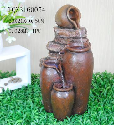 China Outdoor Large Household Ceramics Polyresin Water Fountain Pot Design 22.5 X 22.5 X 42 Cm for sale