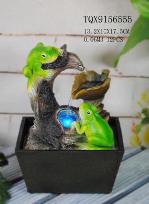 China Green Polyresin Frog Water Fountain With Revolving Ball 13.2 X 10 X 17.5 Cm for sale