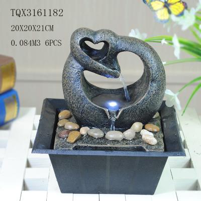 China Free Standing Polyresin Water Fountain Heart Shaped Battery Powered For Home Decor for sale