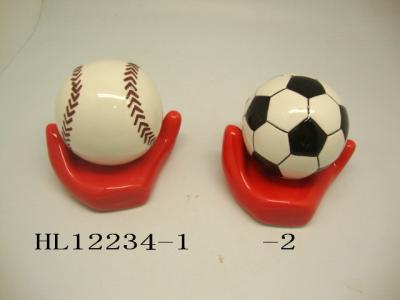 China Football And Baseball Ceramic Money Box Bank With Base 10 X 10  X 12 Cm for sale