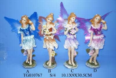 China Wedding Decorations Fairy Polyresin Figurine Resin Crafts With Skirts And Wings for sale