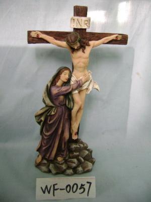 China Religious Polyresin Figurine Matte Finish With Jesus On Cross 12 Inches for sale