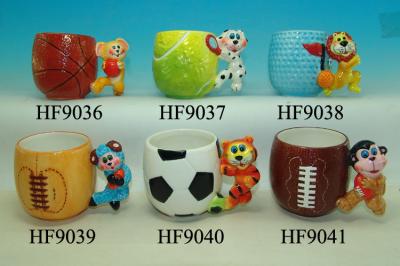 China Dog Handle Custom Ceramic Mugs For Hot Chocolate , Basketball Coffee Cup for sale