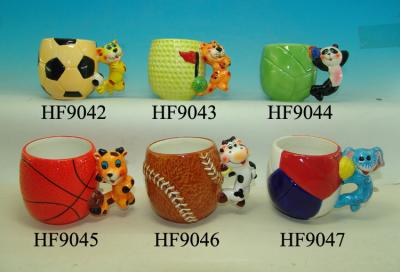 China Create Personalized Sports Engraved Ceramic Coffee Mugs With Cow Shaped Handle for sale