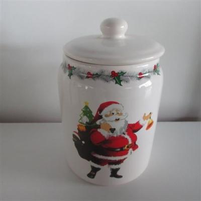 Cina Scatole metalliche ceramiche dello zucchero del caffè del tè del Babbo Natale di Natale, barattoli ceramici di stoccaggio della cucina in vendita