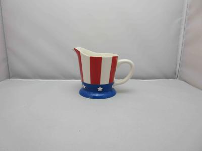 China Engraved Ceramic Coffee Cups , Red And White Coffee Mugs With Star - Spangled Banner for sale