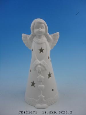 China Plain White Ceramic Christmas Gift , Ceramic Christmas Angel Figurines Statues for sale