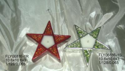 China Star Shape Ceramic Christmas Gift Tealight Holder With Hand Painting 10.5 X 10.5 X 3 Cm for sale