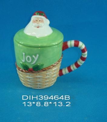 China Fashionable Xmas Custom Ceramic Mugs With Lid Personalised Santa Clause Cover for sale