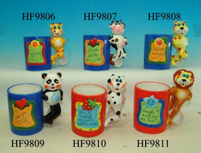 China Durable Household Ceramics Cartoon Coffee Cup With Panda Animals Handle 12 X 8 X 13 Cm for sale