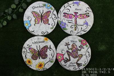 China Ceramic Decorative Garden Stepping Stones Butterfly And Dragonfly Design for sale