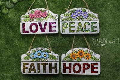 China Portable Household Ceramics , Cement Garden Decoration With Wording Love Peace Faith Hope for sale