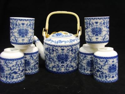 China Blue Design Ceramic Chinese Teapot And Cup Set Coffee Set For For Hotel And Home for sale