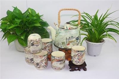 China Restaurant Fine China Porcelain Tea Sets , 6 Pieces Teapot And Cup Set With Gift Box Packaging for sale