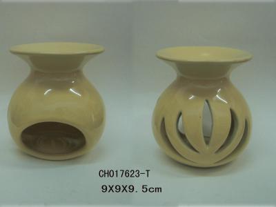 China Lantern Shaped Porcelain Ceramic Incense Burner Yellow For Perfume Tealight Candles for sale