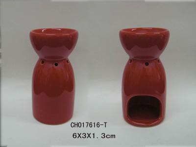 China Dark Red Porcelain Ceramic Aroma Burner With Holes For Home Decoration for sale