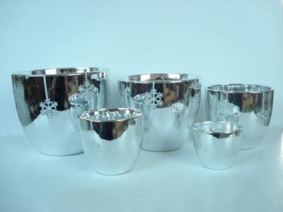 China Silver Electroplated Ceramic Flower Pots For Plants Indoor 15.1 X 15.1 X 14.5 Cm for sale