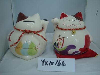 China Cat Shaped Household Ceramics , Japanese Cat Piggy Bank Money Box 15 X 15 X 20 Cm for sale