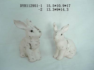 China White Ceramic Easter Bunny Figurines Cartoon Decorations Gifts 15.5 X 10.9 X 17 Cm for sale