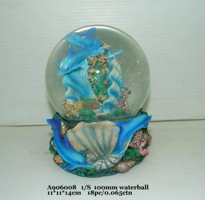 China Blue Polyresin Water Souvenir Snow Globes With Dolphin Bases 11 X 11 X 14 Cm for sale