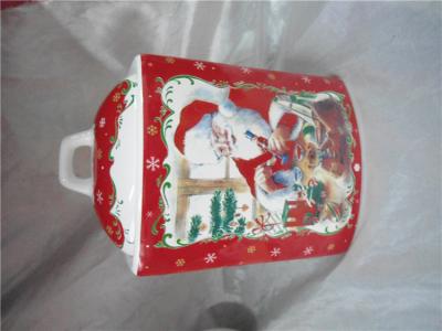 China Weihnachtskeramischer Keks-Kanister-Topf mit Airproof Siegelring 12 x 10 x 18 cm zu verkaufen