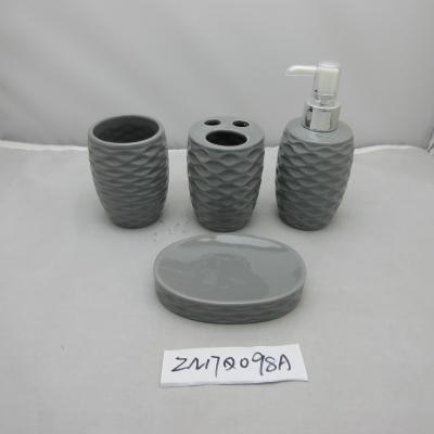 China Matt Grey Ceramic Bathroom Set With Embossed Concave-Convex Effect for sale