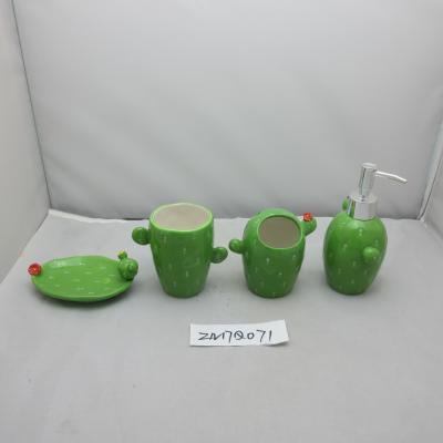 China Green Cactus Design Dolomite Bathroom Set With Handle Each Piece for sale