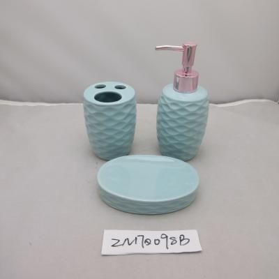 China Light Sky Blue Dolomite Bathroom 3 Pieces Set With Rose Golden Pump for sale