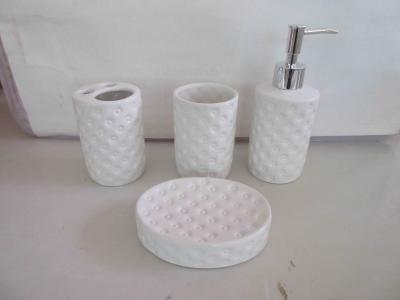 China White Dolomite Bathroom 4 Pieces Set With Intaglio Circle And Dot Design for sale