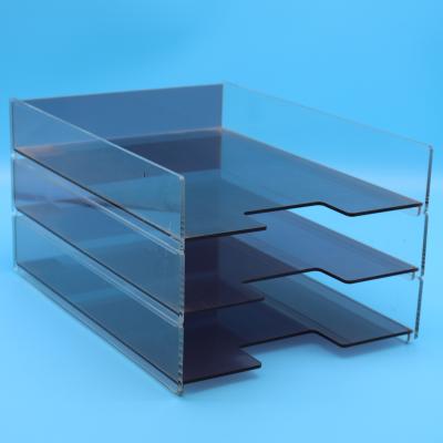 China Minimalist Hot Selling Clear Transparent Acrylic Customizable Multi-Layer Plastic Document Rack Holder File Document Shelf for sale