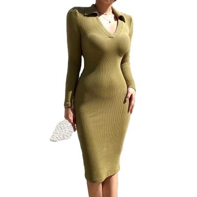 China Wholesale Hot Sale Anti-Wrinkle Summer Elegant Long Knit Dress Hollow Out Bodycon Mini Maxi Dress Knitted Collared From China for sale