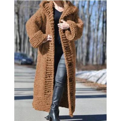 China High Quality Women's Hooded Knitted Sweater Cardigan Anti-wrinkle Sweater Coat Custom Long Sleeve Knitted Plus Size Sweater for sale