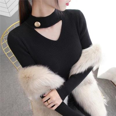 China Anti-wrinkle Women's Turtle Neck Plain Sweater Half Bottoming Sweater Pullover 2022 New Hollow Out Sexy Inside Thin Knit Sweater for sale