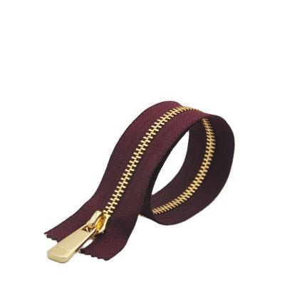 China China Supplier Buy Nickel Free Custom 5# Gold Metal Zippers Set Bulk Open End Long Strip Rolls By The Yard For Jackets for sale