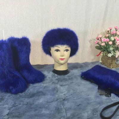 China Insulative most popular fur suit fur boot three-piece suit with headband for sale