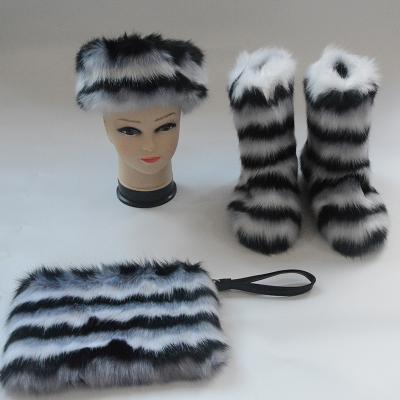 China Fashionable High Quality Insulative Fur Three-piece Suit Fur Headband And Boots Factory Direct Sales for sale