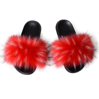 China Fashion Trend Wholesale Women's Faux Fur Fluffy Furry Slippers Slides Flat Home Shoes for sale