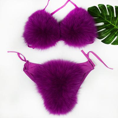 China Antibacterial Fox Fur Underwear Women Real Fur Underwear Bra for sale