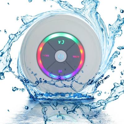 China Portable Waterproof LED Cup Speaker Suction Music Shower Subwoofer Function Wireless Blue Tooth TF/FM Radio Phone Speaker With Microphone for sale