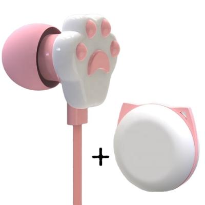 China Creative Kitten Paw Noise Reduction Cartoon Earbuds Stereo Cable Earphone In Ear Wire Headband Earphone for sale