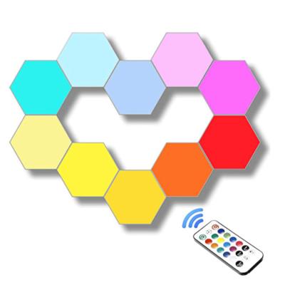 China RGB Change Color Remote Control DIY Touch Sensor RGB Wall Lamp Color Changing Smart Hexagon Light Bedroom Night Indoor Home Light for sale