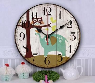 China 12in 14in 16in Creativity Antique Style Union Flag decorative Wooden digital wall clock for sale