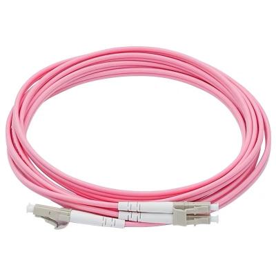 China FTTX PCLM4DX01 OM4 factory price duplex multi mode fiber patch tie LC UPC 1 meter for sale